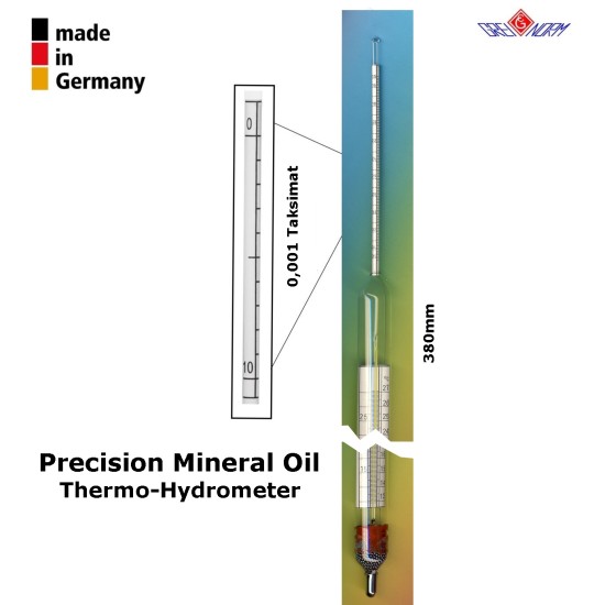 Mineral Oil Hassas Termo-Hidrometre 0,820 ~ 0,910:0,001g/ml ; 1°C
